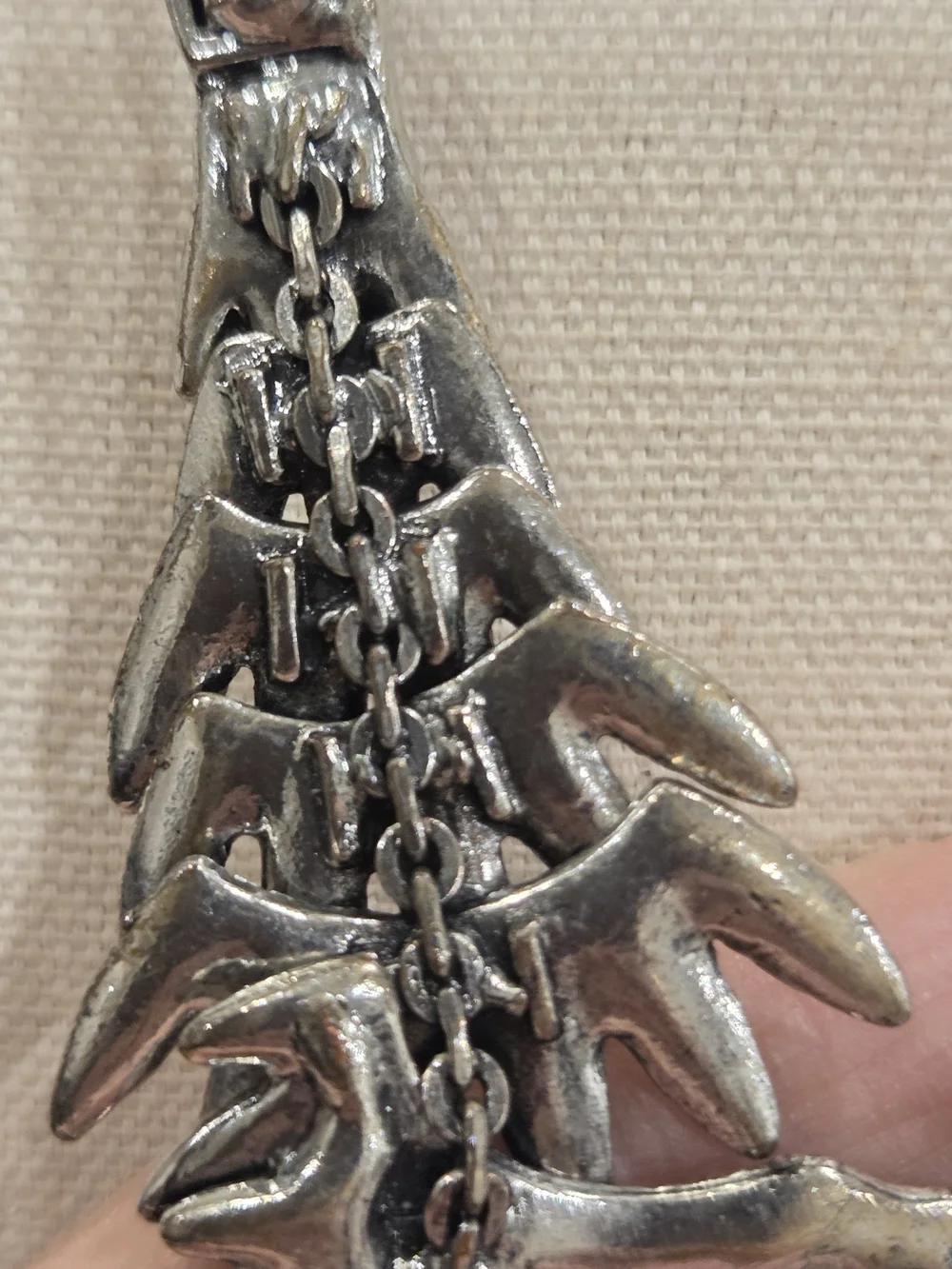 Silver Feather Cascade Statement Necklace - Reticulated